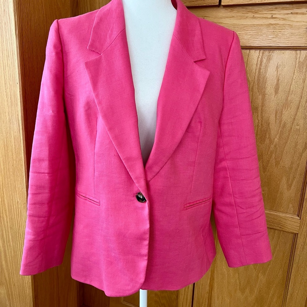 J. Crew Parke Pink Linen Blazer